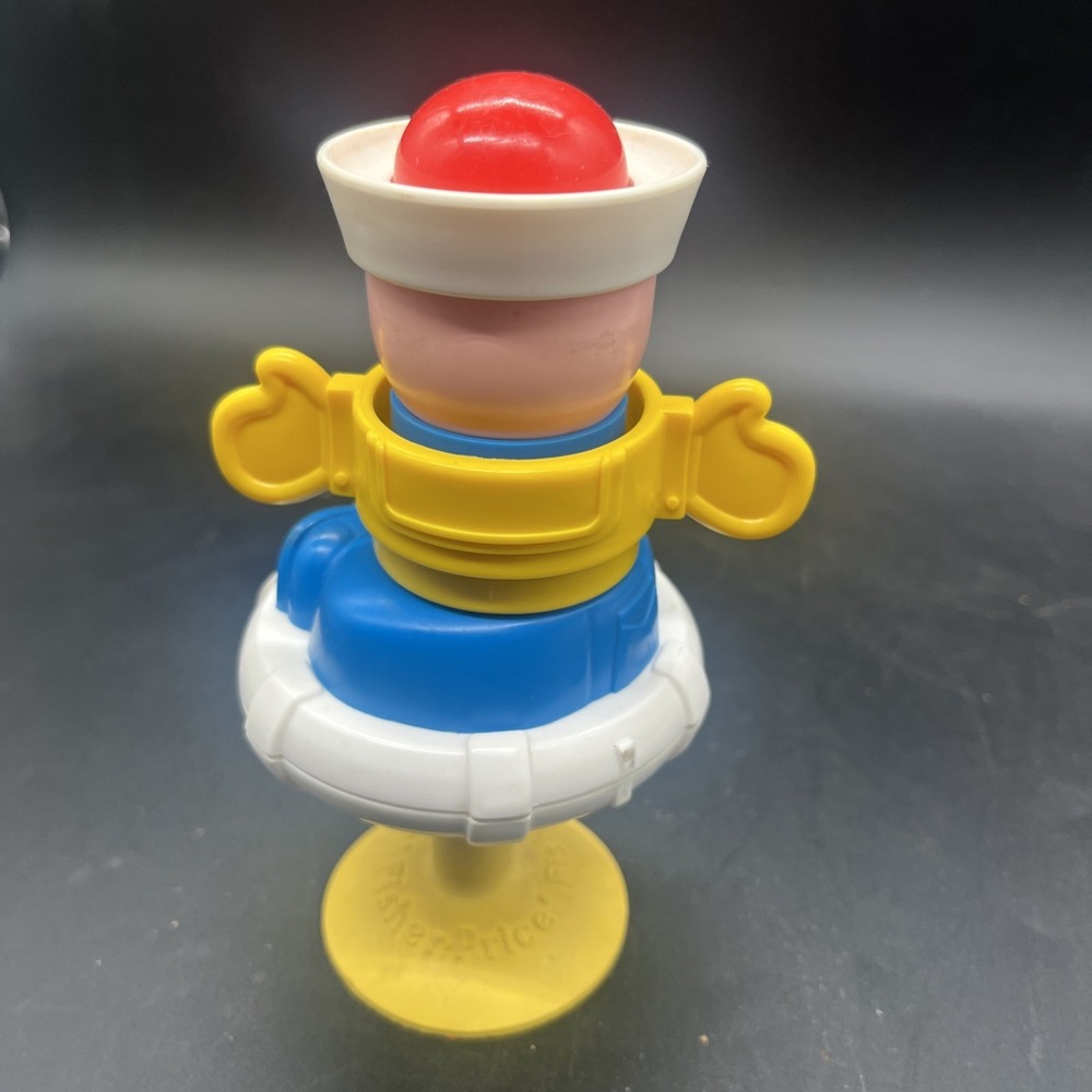 Fisher Price Sailor Baby Rattle Suction High Chair Squeak Toy Vintage 1984 - Picture 5 of 16